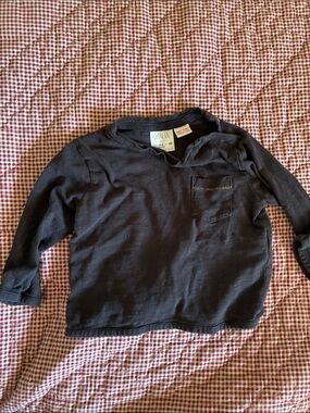 Zara Kids Navy Blue Long-Sleeve Pocket Tee